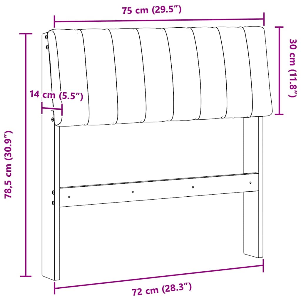 Ταπετσαρισμένο κεφαλάρι Taupe 75 cm Στερεά ξυλεία πεύκου