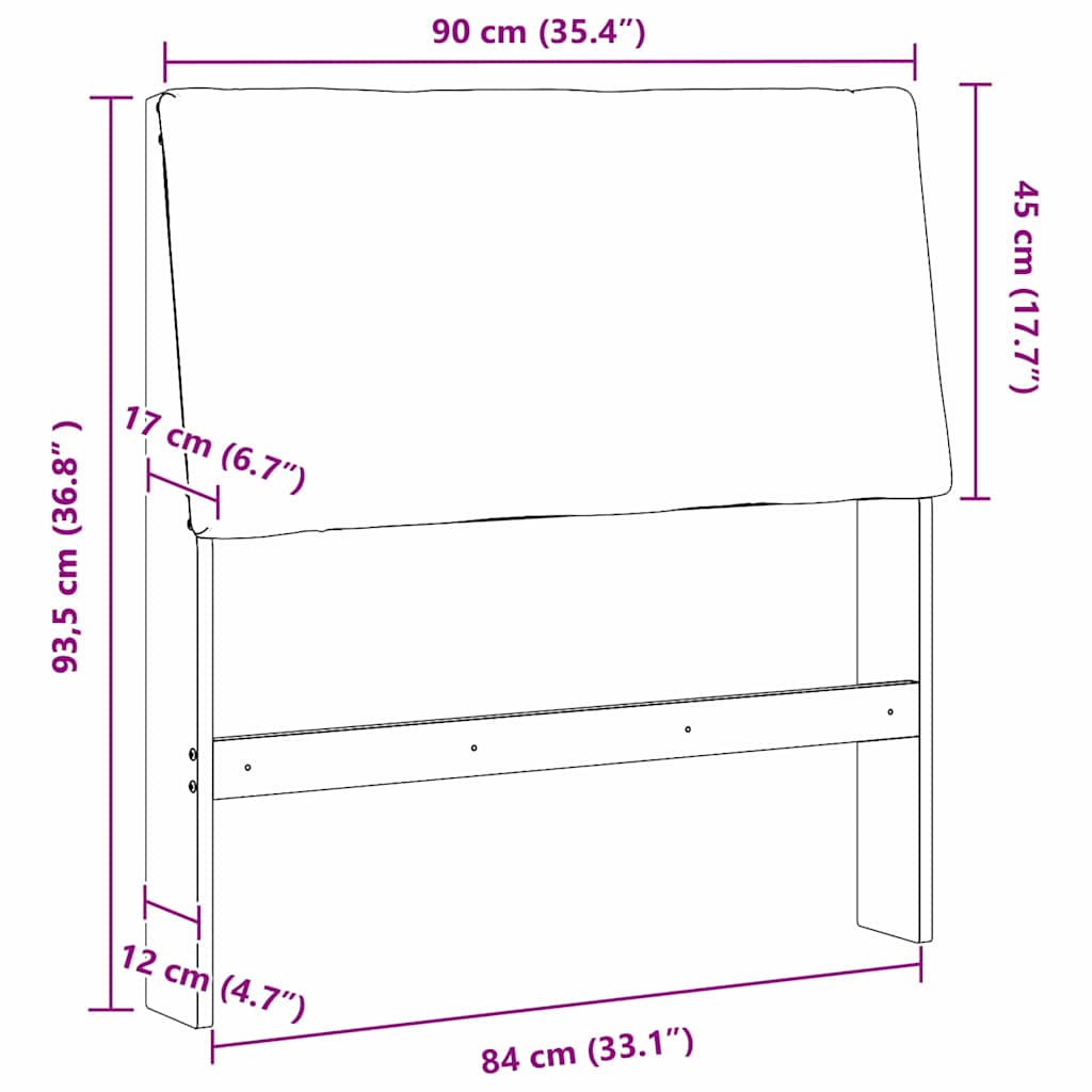 Ταπετσαρισμένο κεφαλάρι Ανοιχτό γκρι 90 cm Στερεά ξυλεία πεύκου