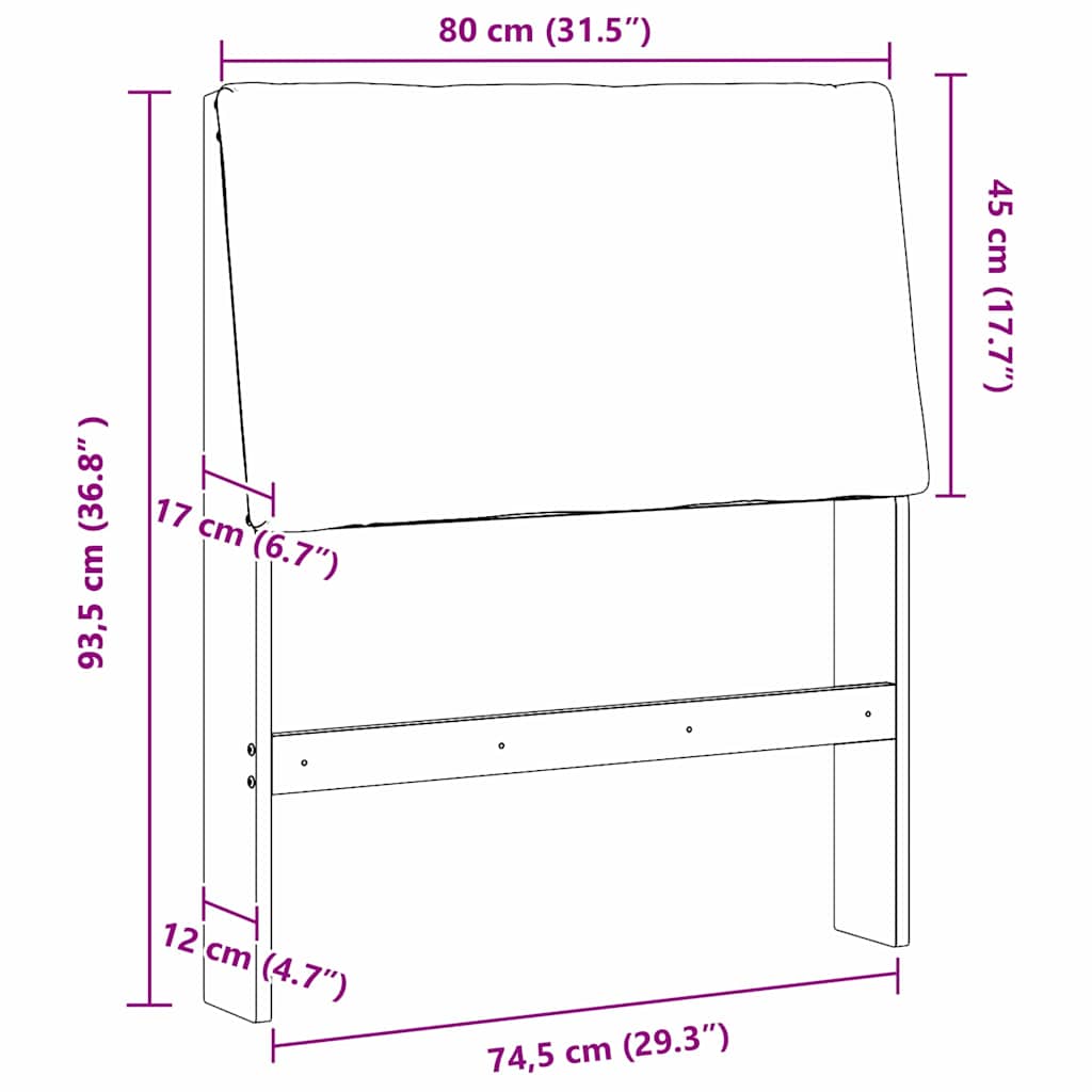 Ταπετσαρισμένο κεφαλάρι Ανοιχτό γκρι 80 cm Στερεά ξυλεία πεύκου