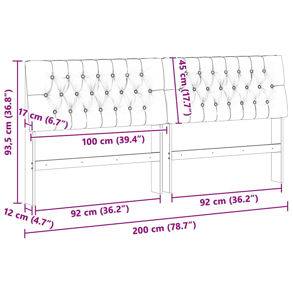 Ταπετσαρισμένο κεφαλάρι Μαύρο 200 cm Στερεά ξυλεία πεύκου