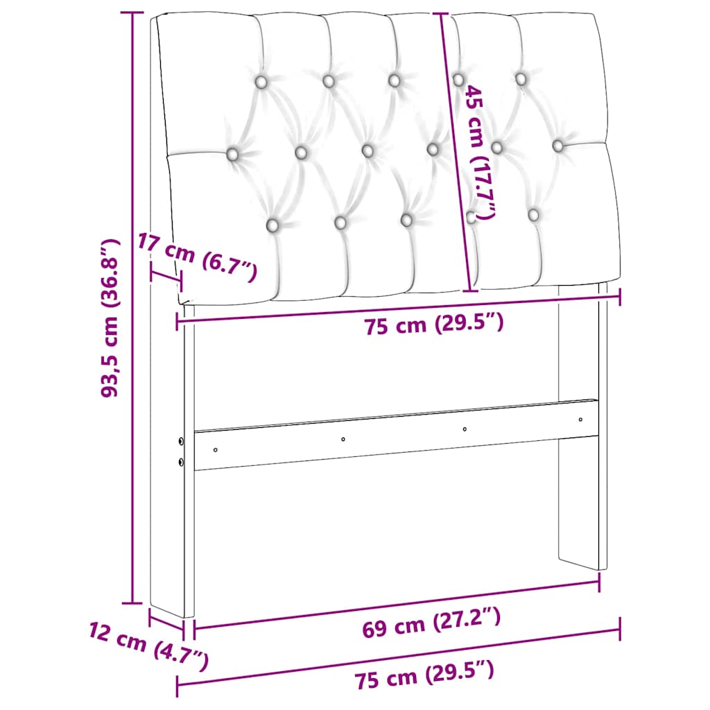 Ταπετσαρισμένο κεφαλάρι Taupe 75 cm Στερεά ξυλεία πεύκου