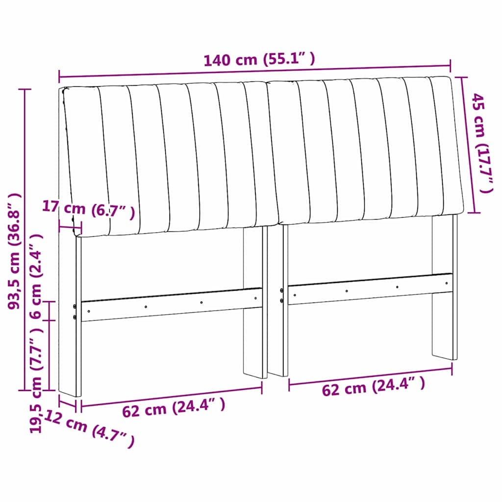 Ταπετσαρισμένο κεφαλάρι Μαύρο 140 cm Στερεά ξυλεία πεύκου