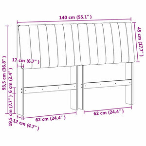 Ταπετσαρισμένο κεφαλάρι Μαύρο 140 cm Στερεά ξυλεία πεύκου