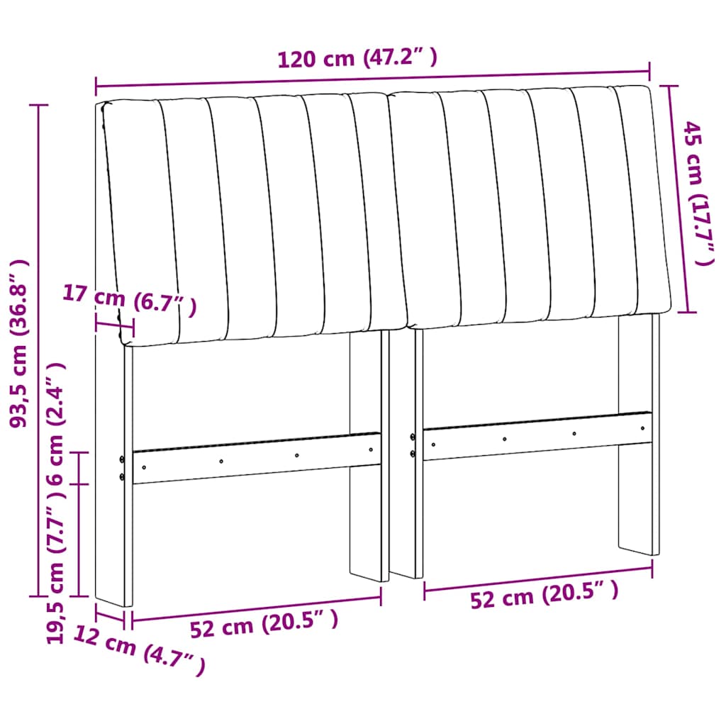 Ταπετσαρισμένο κεφαλάρι Σκούρο Γκρι 120 cm Στερεά ξυλεία πεύκου
