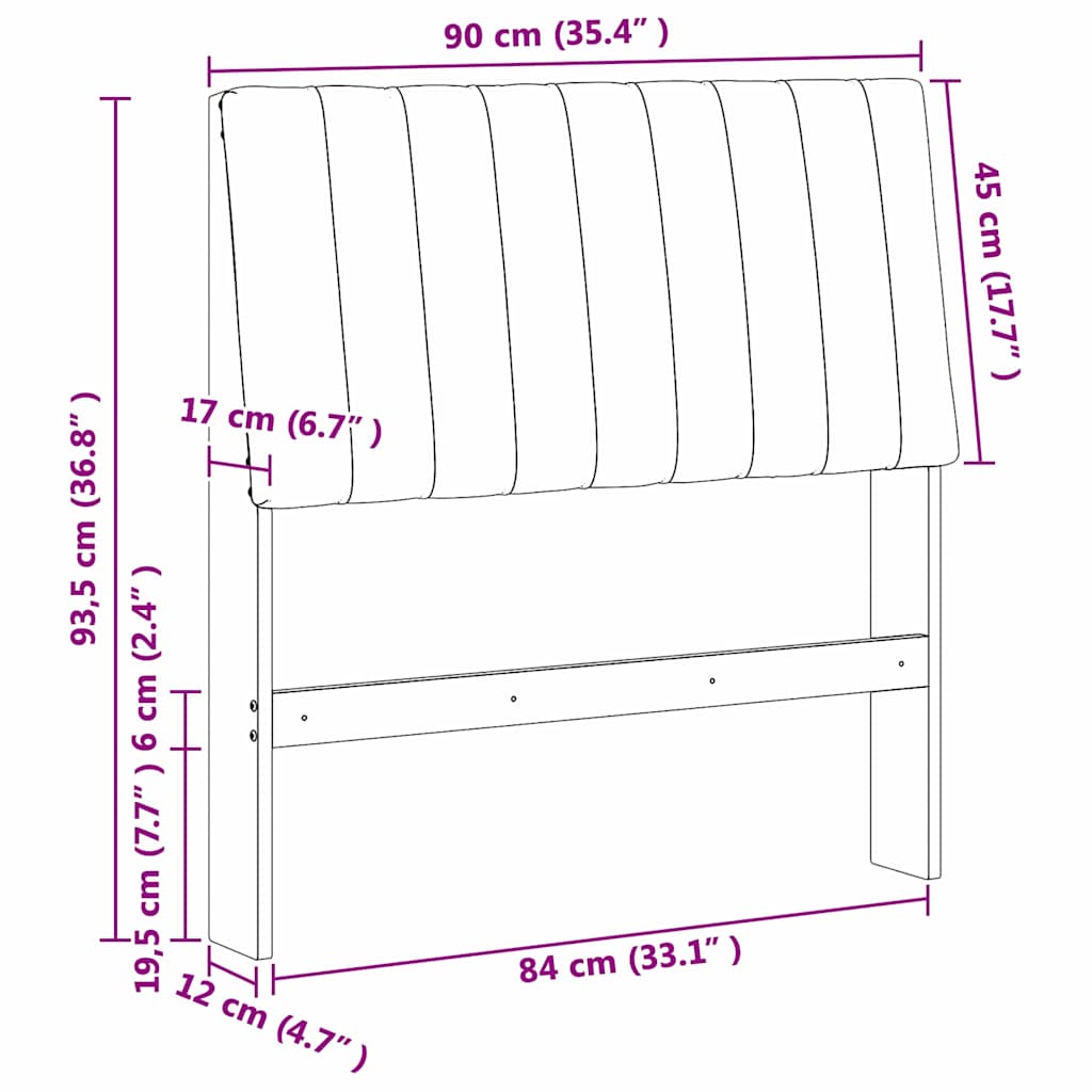 Ταπετσαρισμένο κεφαλάρι Μαύρο 90 cm Στερεά ξυλεία πεύκου