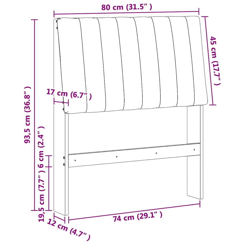 Ταπετσαρισμένο κεφαλάρι Taupe 80 cm Στερεά ξυλεία πεύκου