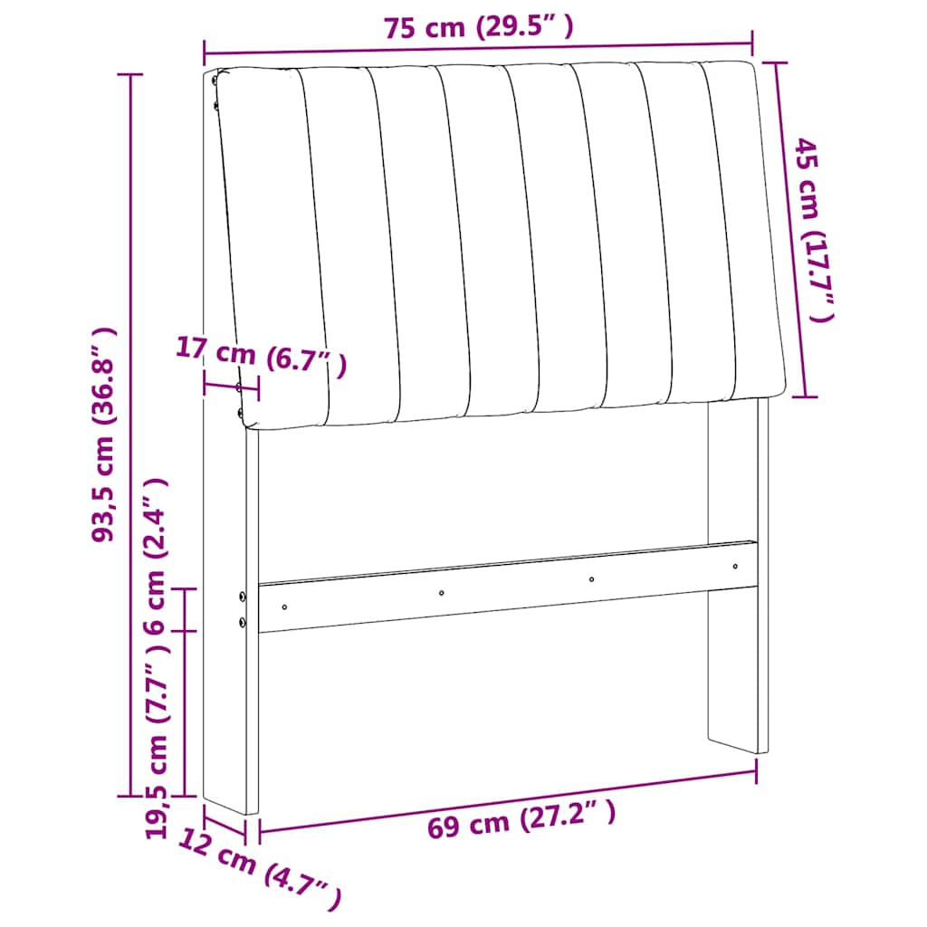 Ταπετσαρισμένο κεφαλάρι Ανοιχτό γκρι 75 cm Στερεά ξυλεία πεύκου