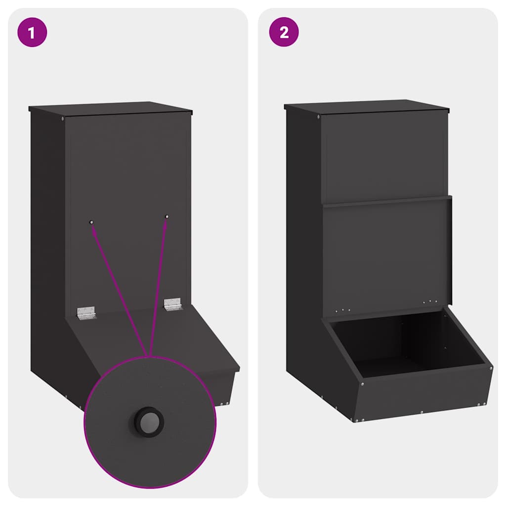 Ταΐστρα Γουρουνιών Μαύρο 55 x 38 x 76 εκ. Ψυχρής Έλασης Χάλυβας