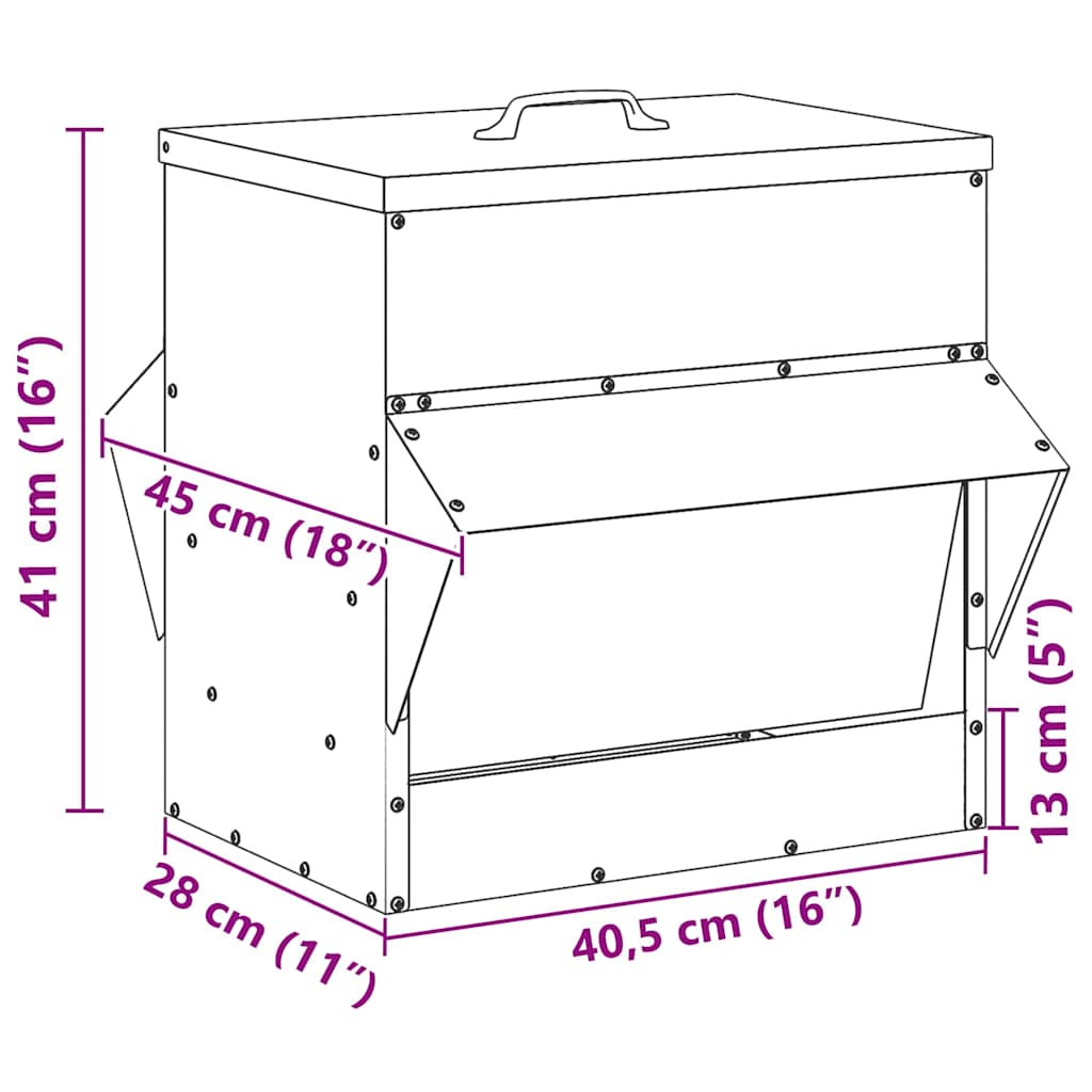 Ταΐστρα κοτόπουλων Μαύρο 40,5 x 45 x 41 cm - Pakobazaar