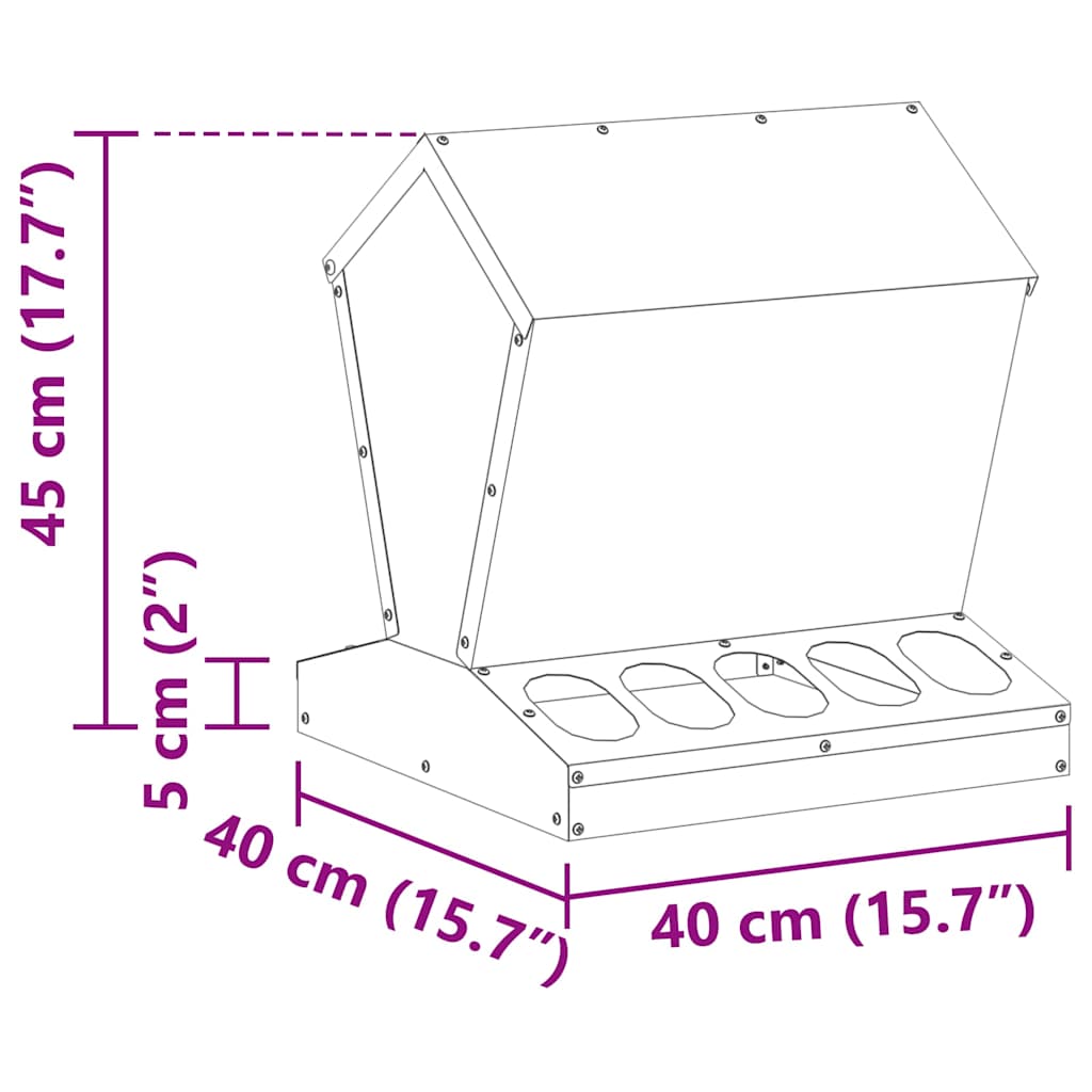 Ταΐστρα κοτόπουλων Μαύρο 40 x 40 x 45 cm Ψυχρής Έλασης Χάλυβας - Pakobazaar