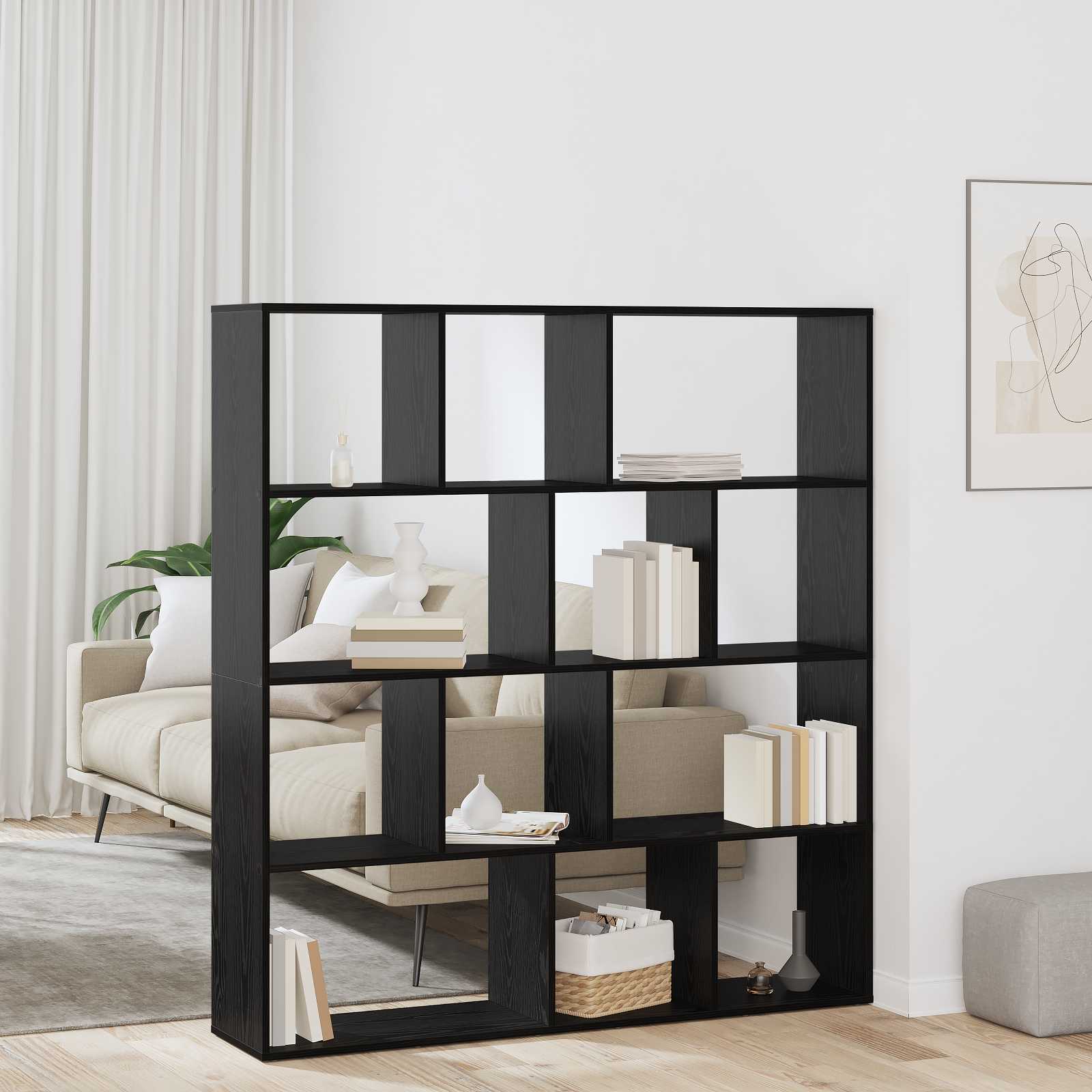 Βιβλιοθήκη Μαύρη Οξυά 132 x 29 x 141,5 εκ. Επεξεργασμένο ξύλο - Pakobazaar