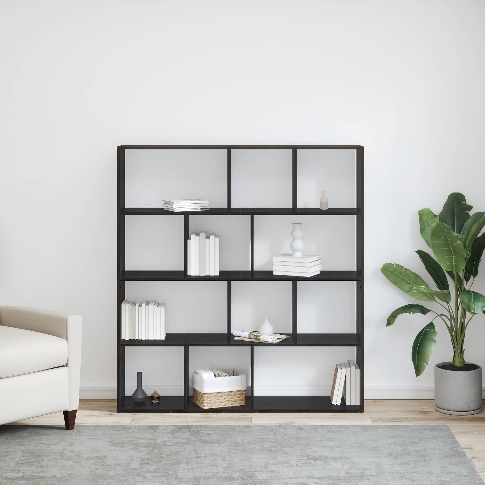 Βιβλιοθήκη Μαύρη Οξυά 132 x 29 x 141,5 εκ. Επεξεργασμένο ξύλο - Pakobazaar