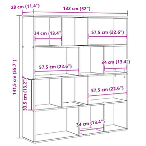 Βιβλιοθήκη Μαύρη Οξυά 132 x 29 x 141,5 εκ. Επεξεργασμένο ξύλο - Pakobazaar