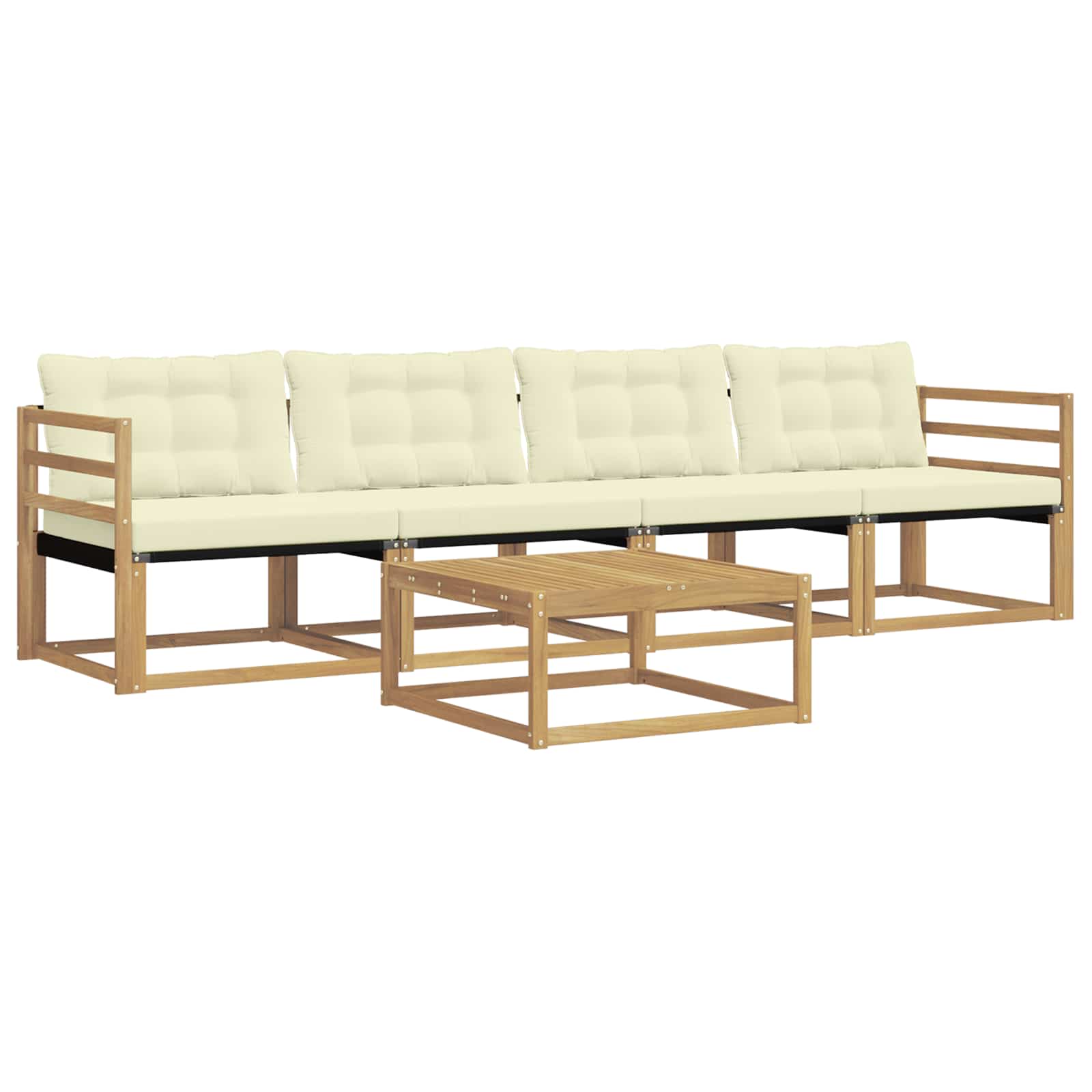 Σειρά Καναπέ Εξωτερικού 5 pcs Λευκό και Κρεμ 79 x 79 x 37 εκ - Pakobazaar