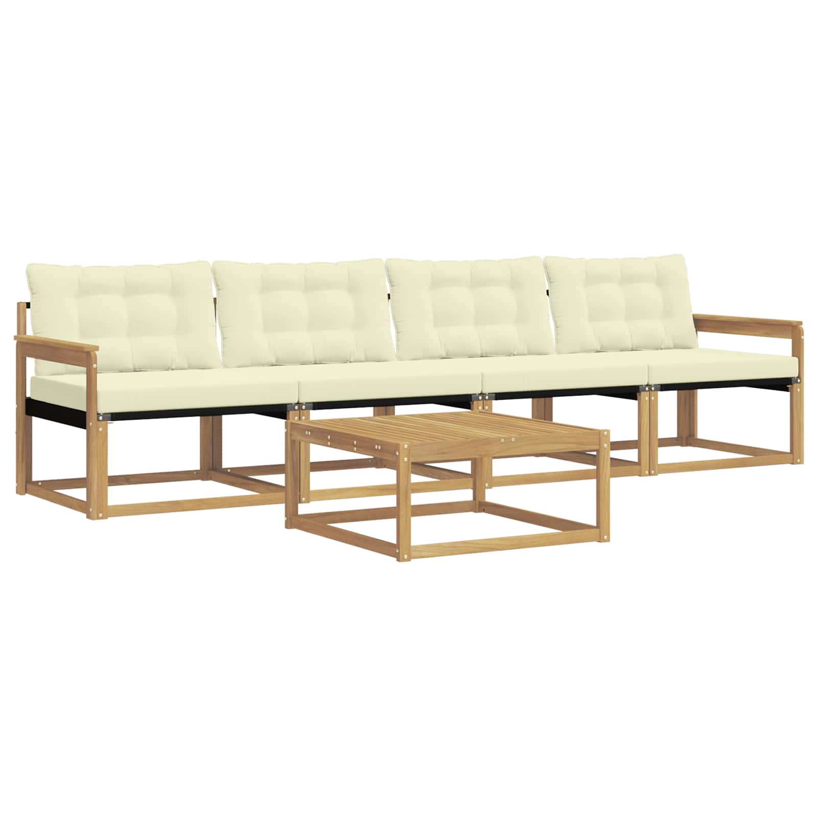 Σειρά Καναπέ Εξωτερικού 5 pcs Λευκό και Κρεμ 79 x 79 x 37 εκ - Pakobazaar