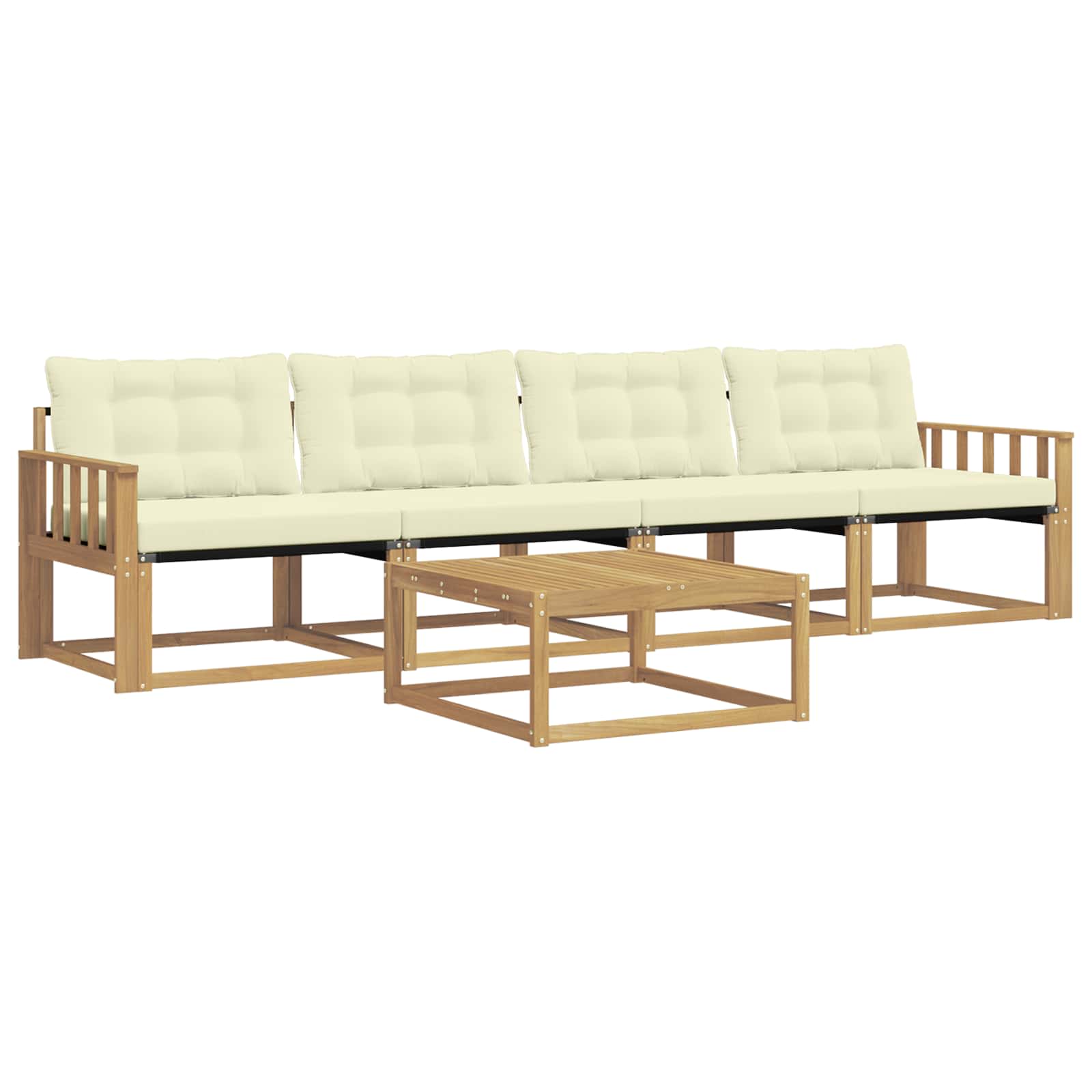 Σειρά Καναπέ Εξωτερικού 5 pcs Λευκό και Κρεμ 79 x 79 x 37 εκ - Pakobazaar