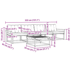 Σειρά Καναπέ Εξωτερικού 5 pcs Λευκό και Κρεμ - Pakobazaar