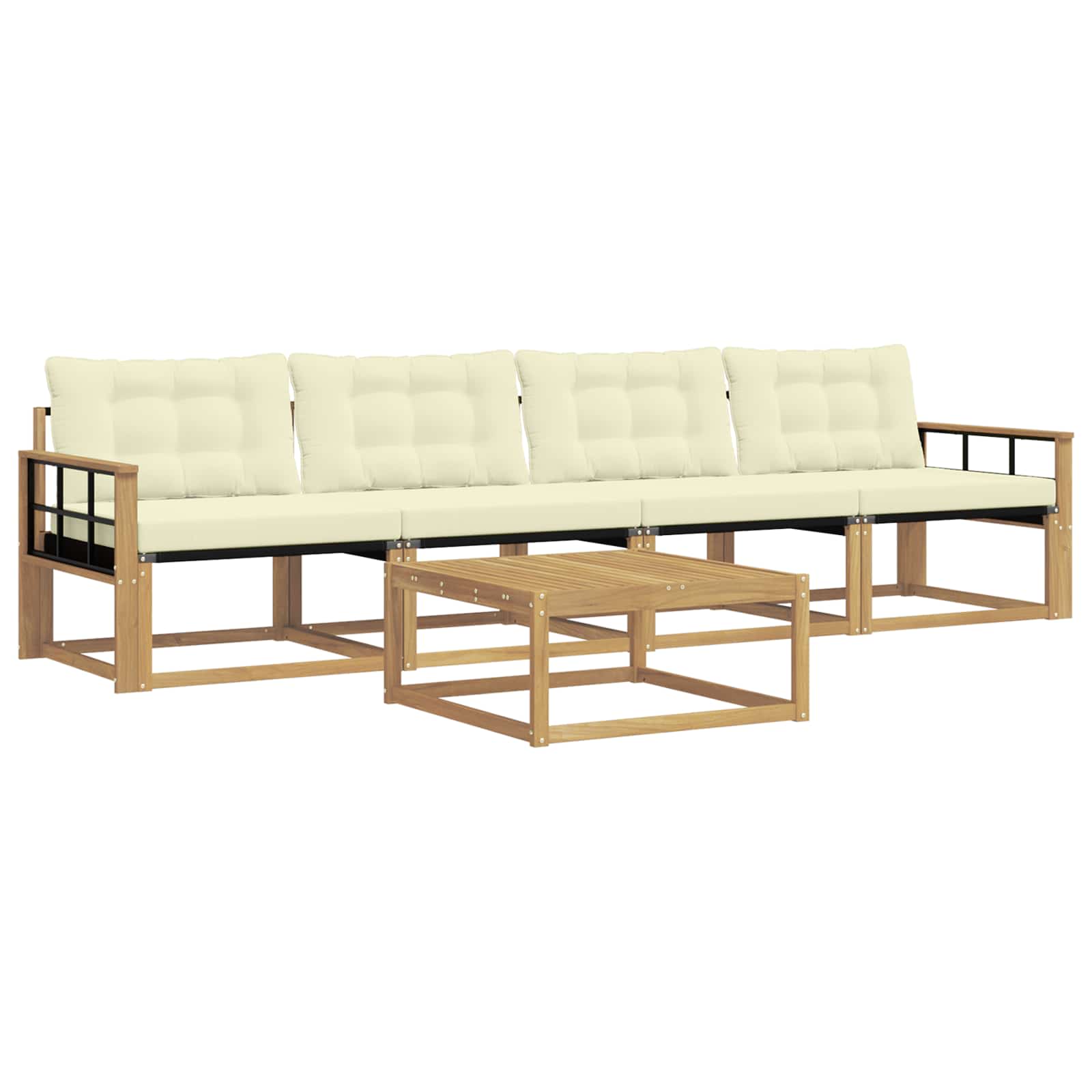 Σειρά Καναπέ Εξωτερικού 5 pcs Λευκό και Κρεμ 79 x 79 x 37 εκ - Pakobazaar