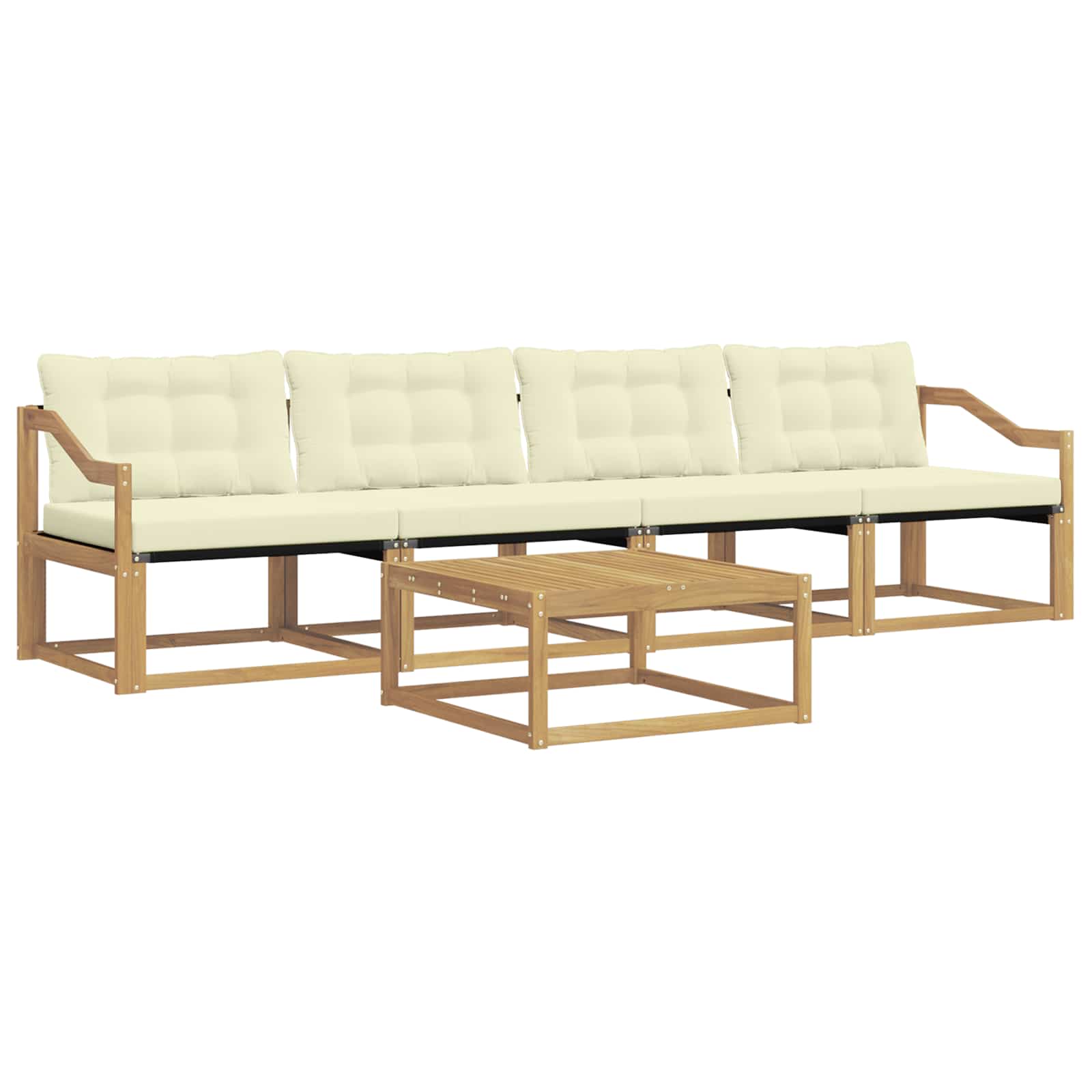 Σειρά Καναπέ Εξωτερικού 5 pcs Λευκό και Κρεμ 79 x 79 x 37 εκ - Pakobazaar
