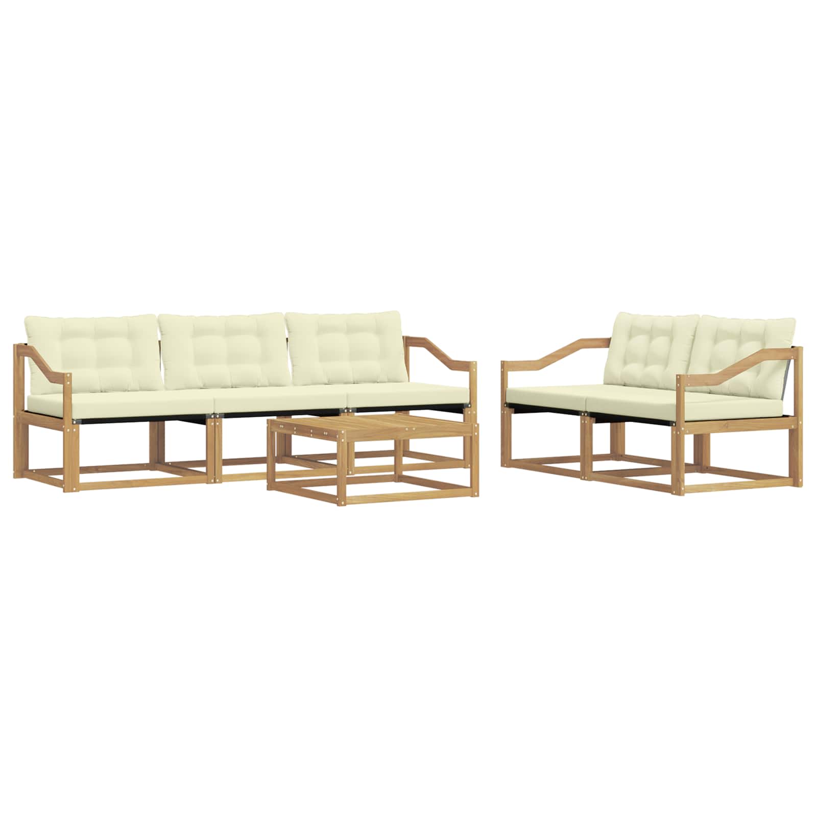 Σειρά Καναπέ Εξωτερικού 6 pcs Λευκό και Κρεμ 79 x 79 x 37 εκ - Pakobazaar
