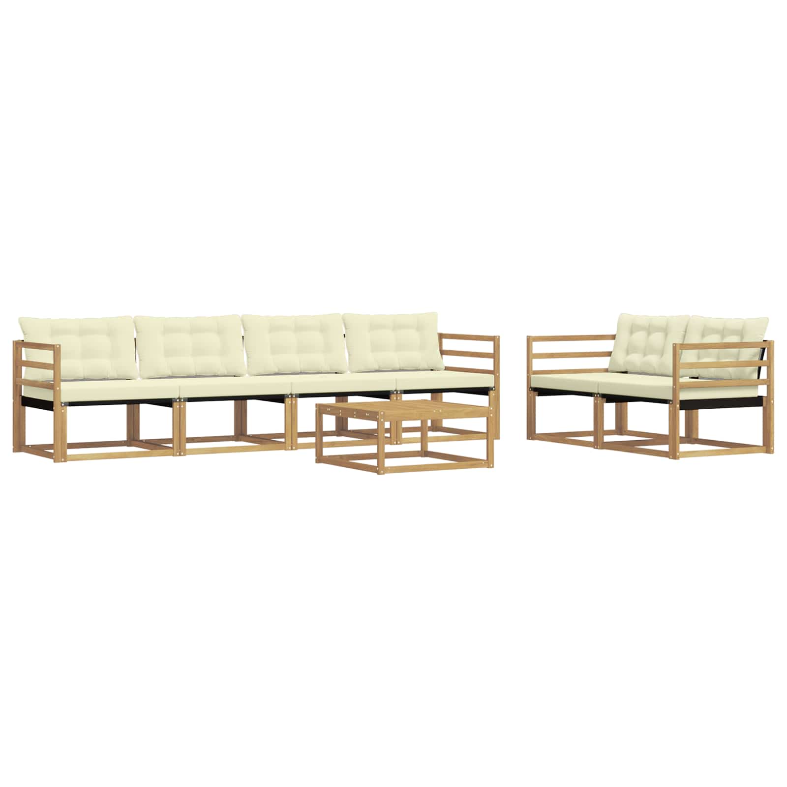 Σειρά Καναπέ Εξωτερικού 7 pcs Λευκό και Κρεμ 79 x 79 x 37 εκ - Pakobazaar