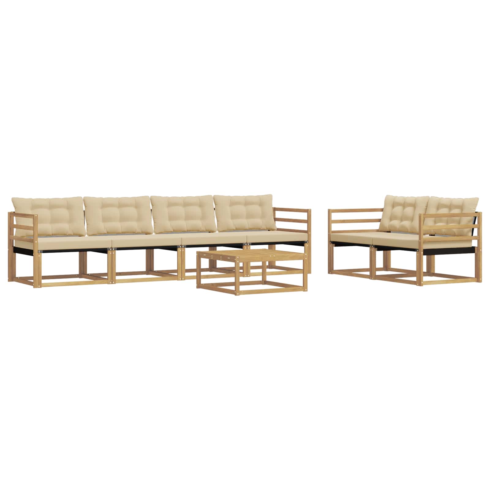 Σειρά Καναπέ Εξωτερικού 7 pcs Λευκό και Μπεζ 79 x 79 x 37 εκ - Pakobazaar