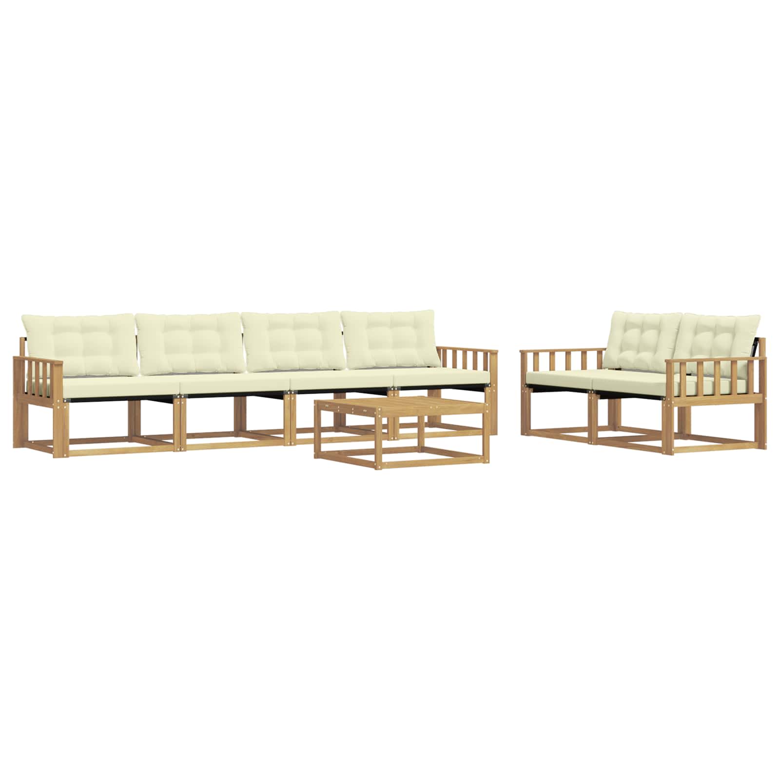Σειρά Καναπέ Εξωτερικού 7 pcs Λευκό και Κρεμ 79 x 79 x 37 εκ - Pakobazaar