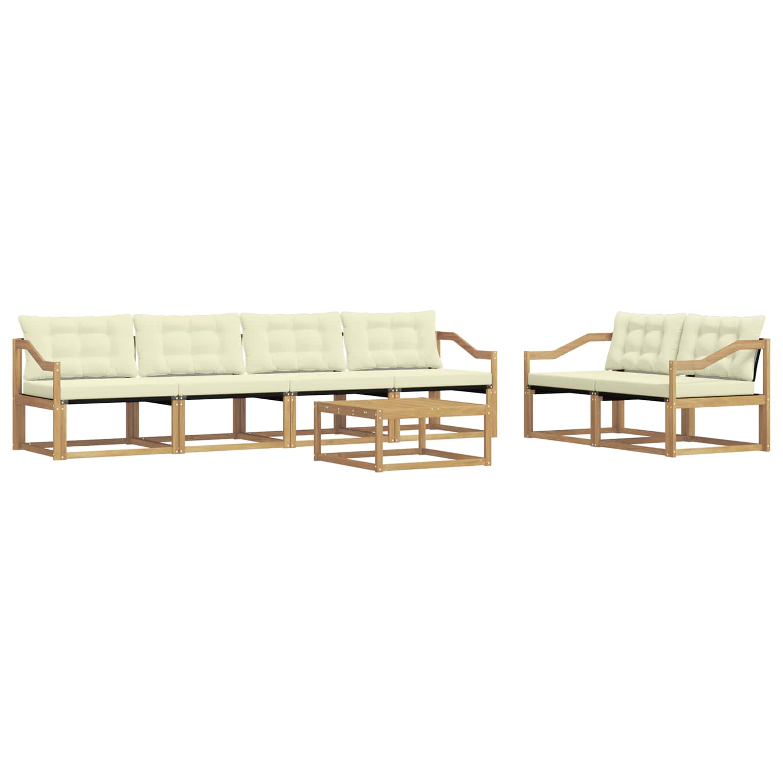 Σειρά Καναπέ Εξωτερικού 7 pcs Λευκό και Κρεμ 79 x 79 x 37 εκ - Pakobazaar