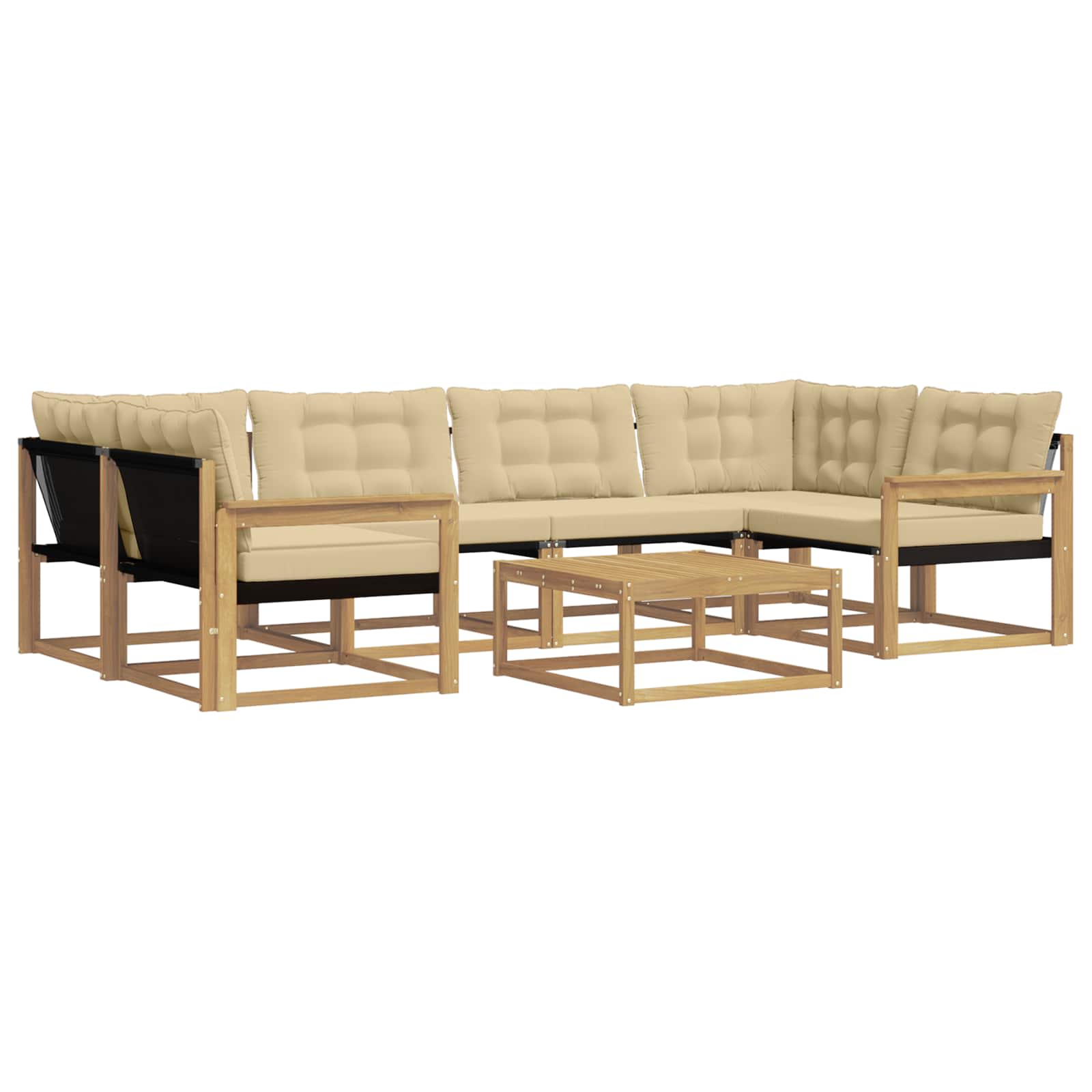 Σειρά Καναπέ Εξωτερικού 7 pcs Λευκό και Μπεζ 79 x 79 x 37 εκ - Pakobazaar