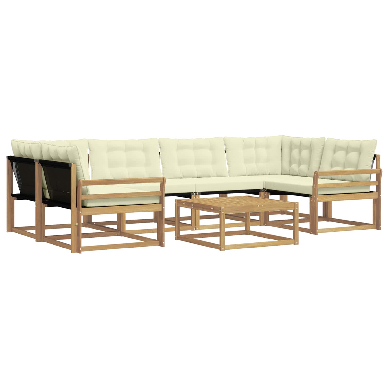 Σειρά Καναπέ Εξωτερικού 7 pcs Λευκό και Κρεμ 79 x 79 x 37 εκ - Pakobazaar