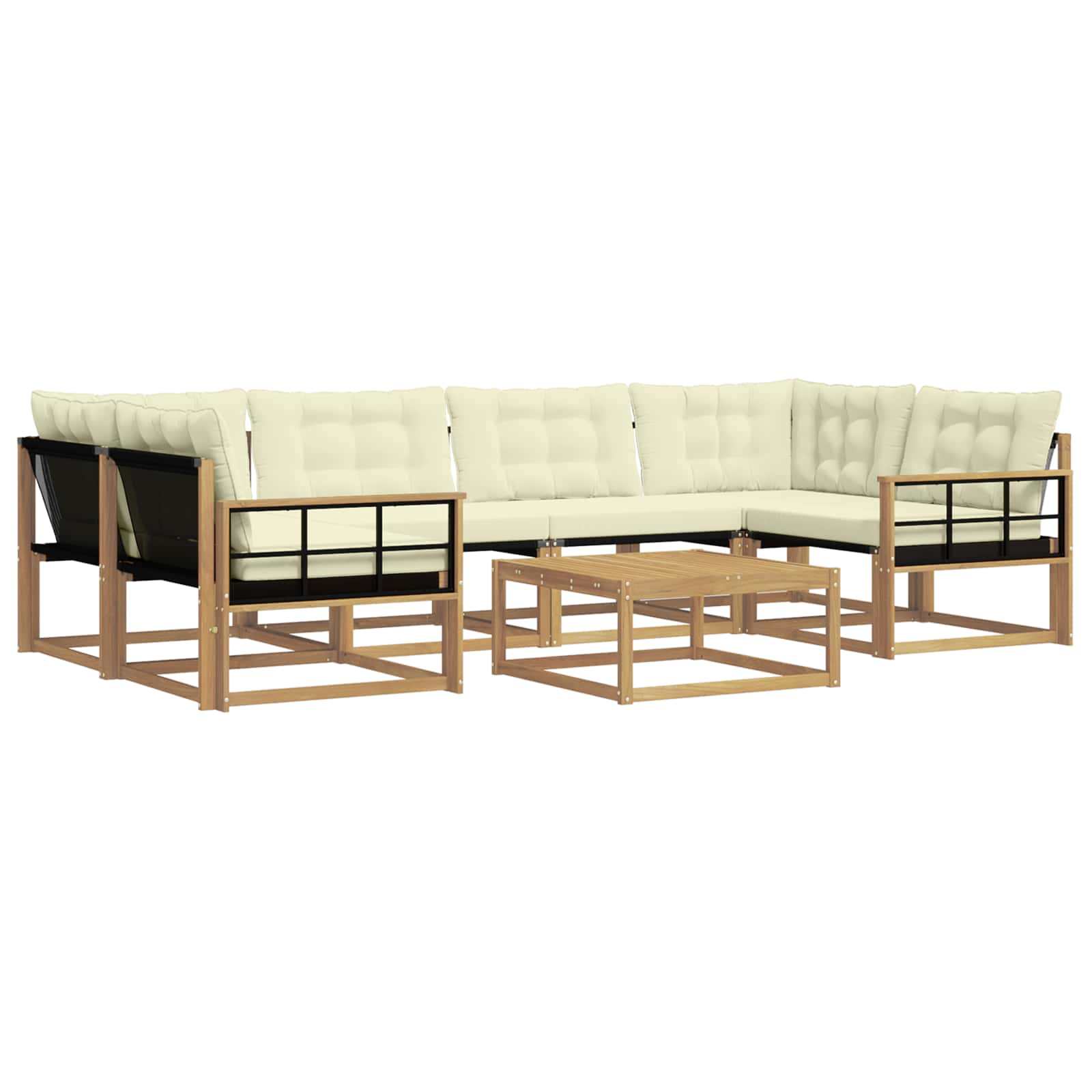 Σειρά Καναπέ Εξωτερικού 7 pcs Λευκό και Κρεμ 79 x 79 x 37 εκ - Pakobazaar