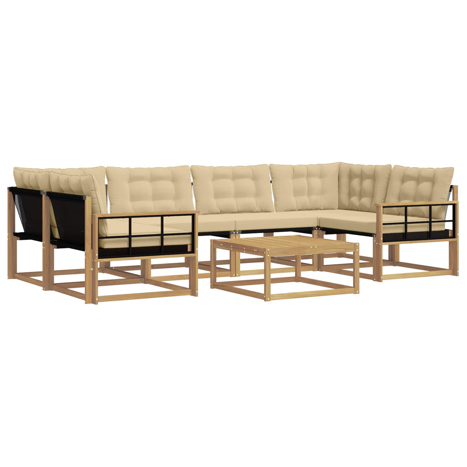 Σειρά Καναπέ Εξωτερικού 7 pcs Λευκό και Μπεζ 79 x 79 x 37 εκ - Pakobazaar