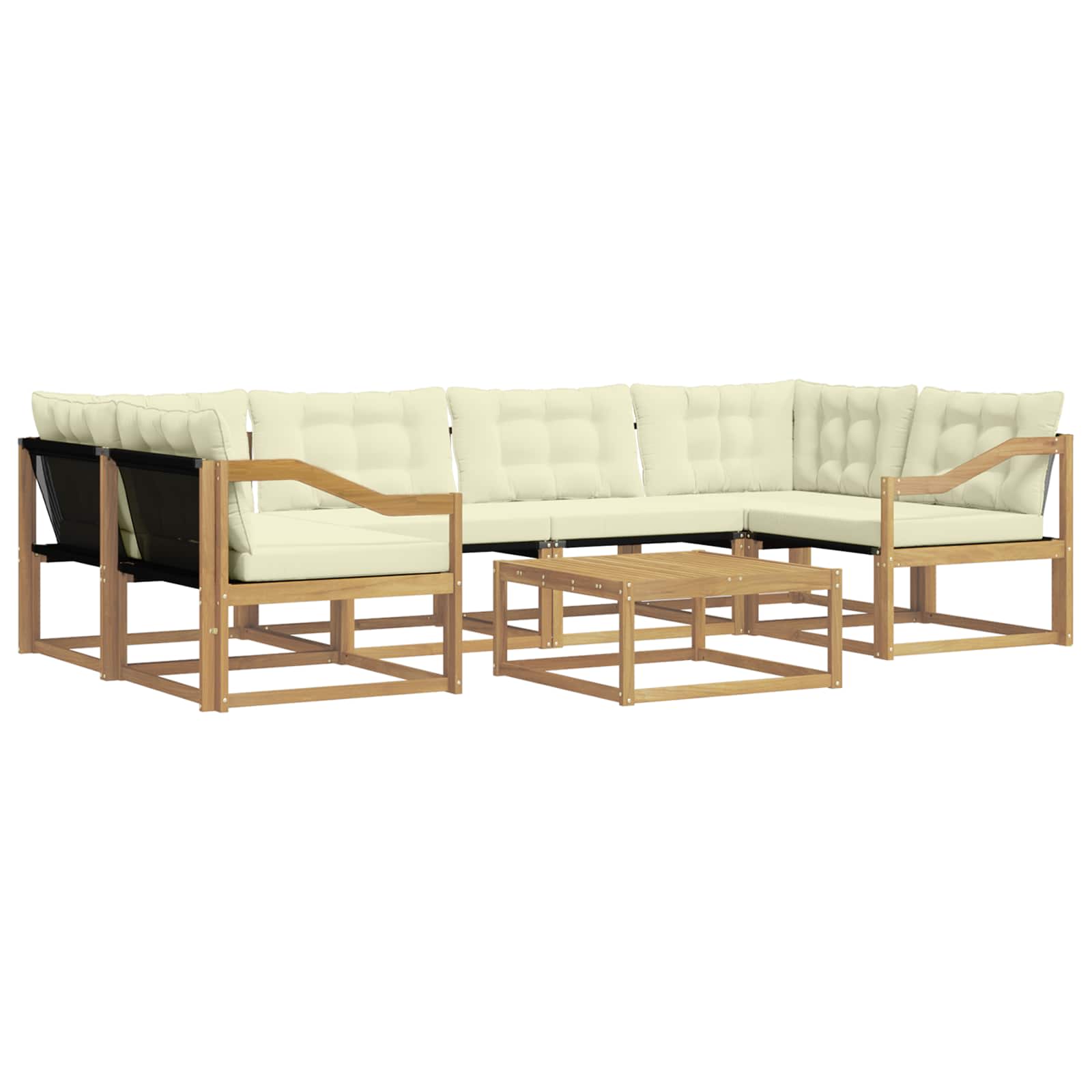 Σειρά Καναπέ Εξωτερικού 7 pcs Λευκό και Κρεμ 79 x 79 x 37 εκ - Pakobazaar