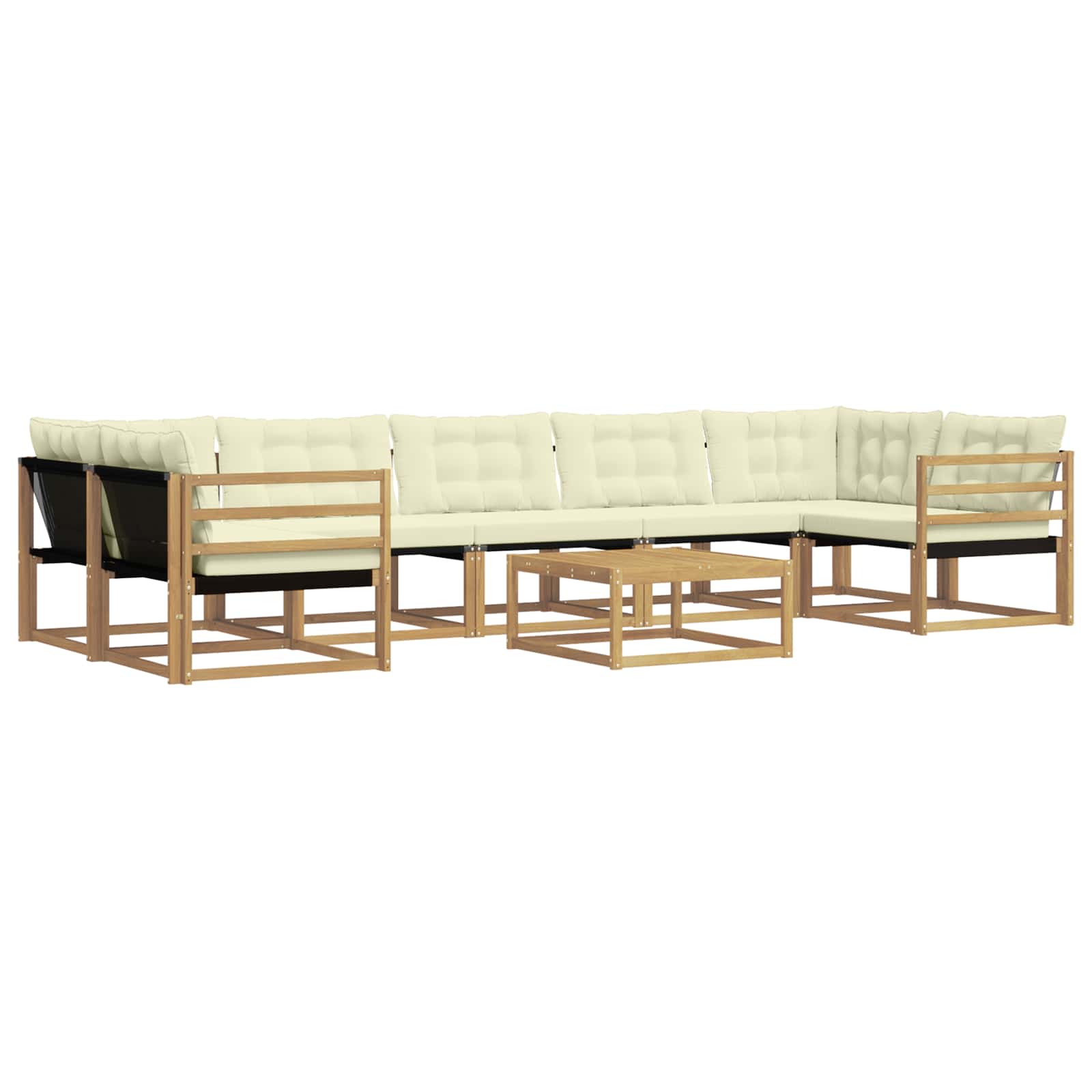 Σειρά Καναπέ Εξωτερικού 8 pcs Λευκό και Κρεμ 79 x 79 x 37 εκ - Pakobazaar