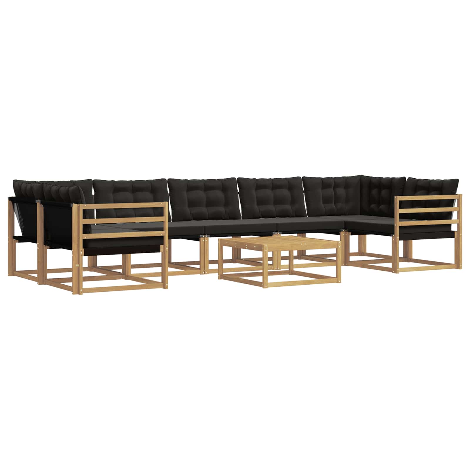 Σειρά Καναπέ Εξωτερικού 8 pcs Λευκό και Μαύρο 79 x 79 x 37 εκ - Pakobazaar