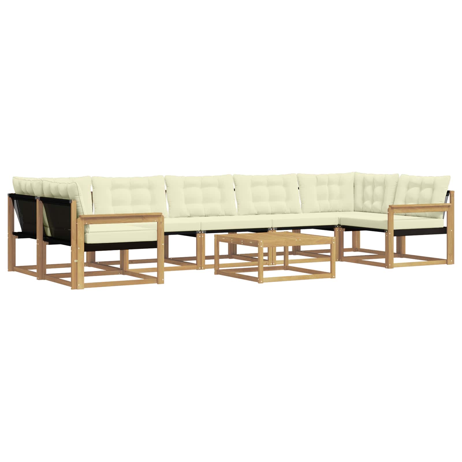 Σειρά Καναπέ Εξωτερικού 8 pcs Λευκό και Κρεμ 79 x 79 x 37 εκ - Pakobazaar