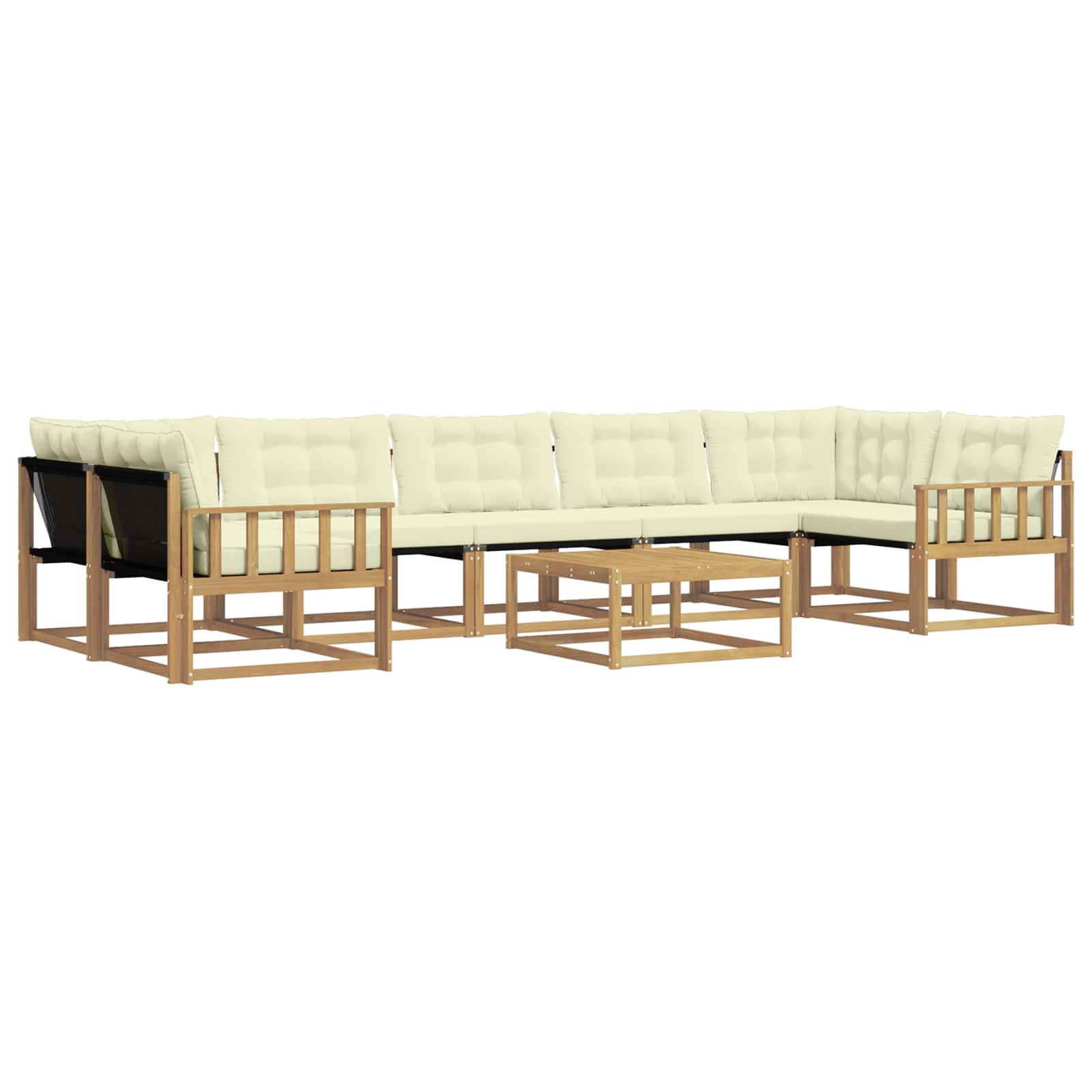 Σειρά Καναπέ Εξωτερικού 8 pcs Λευκό και Κρεμ 79 x 79 x 37 εκ - Pakobazaar