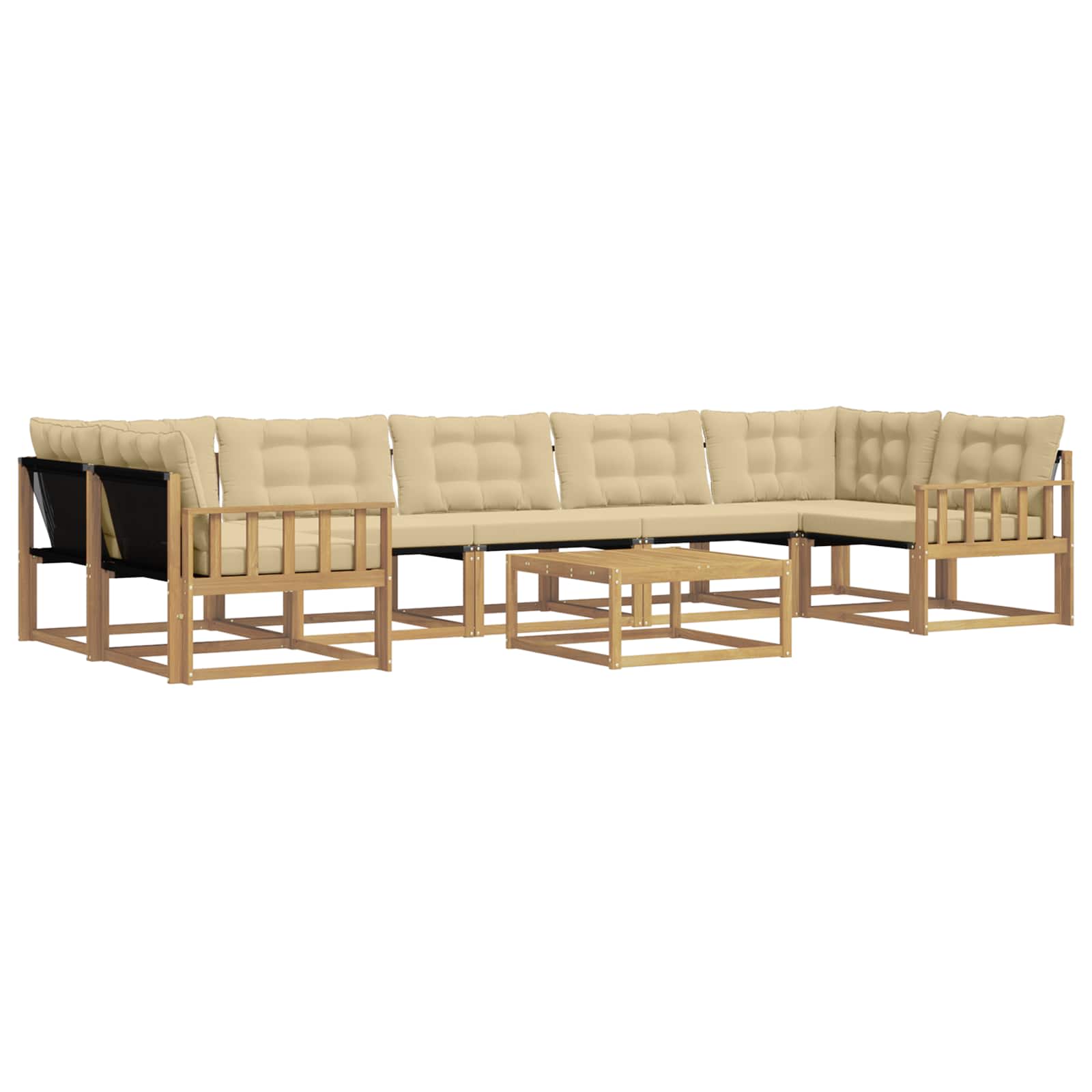Σειρά Καναπέ Εξωτερικού 8 pcs Λευκό και Μπεζ 79 x 79 x 37 εκ - Pakobazaar
