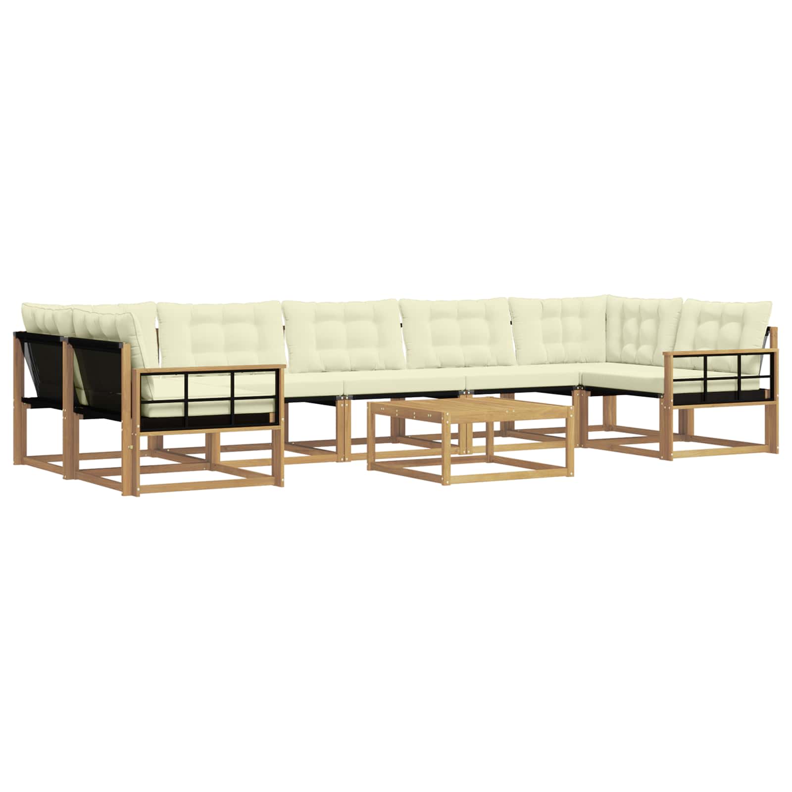 Σειρά Καναπέ Εξωτερικού 8 pcs Λευκό και Κρεμ 79 x 79 x 37 εκ - Pakobazaar