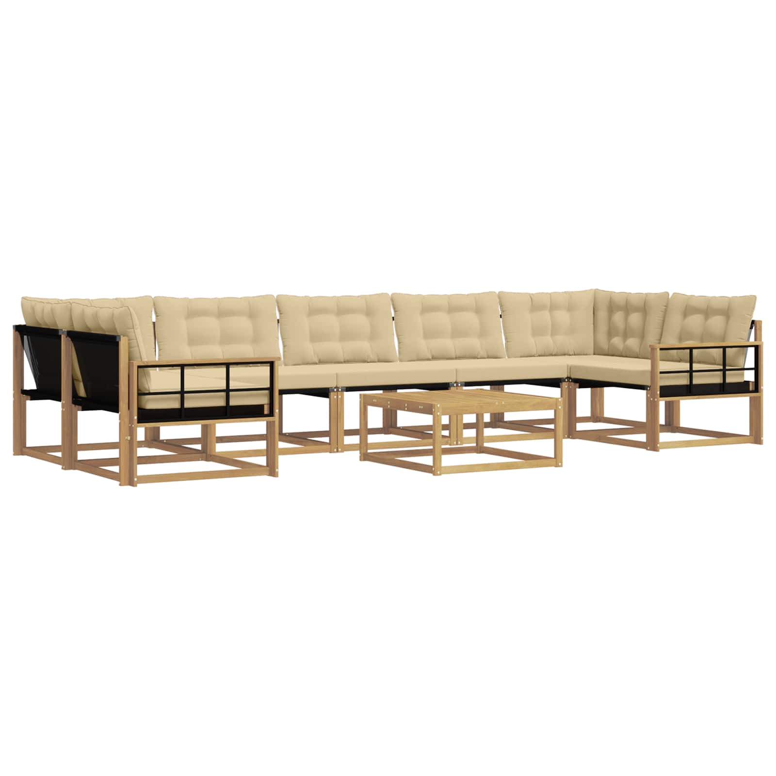 Σειρά Καναπέ Εξωτερικού 8 pcs Λευκό και Μπεζ 79 x 79 x 37 εκ - Pakobazaar