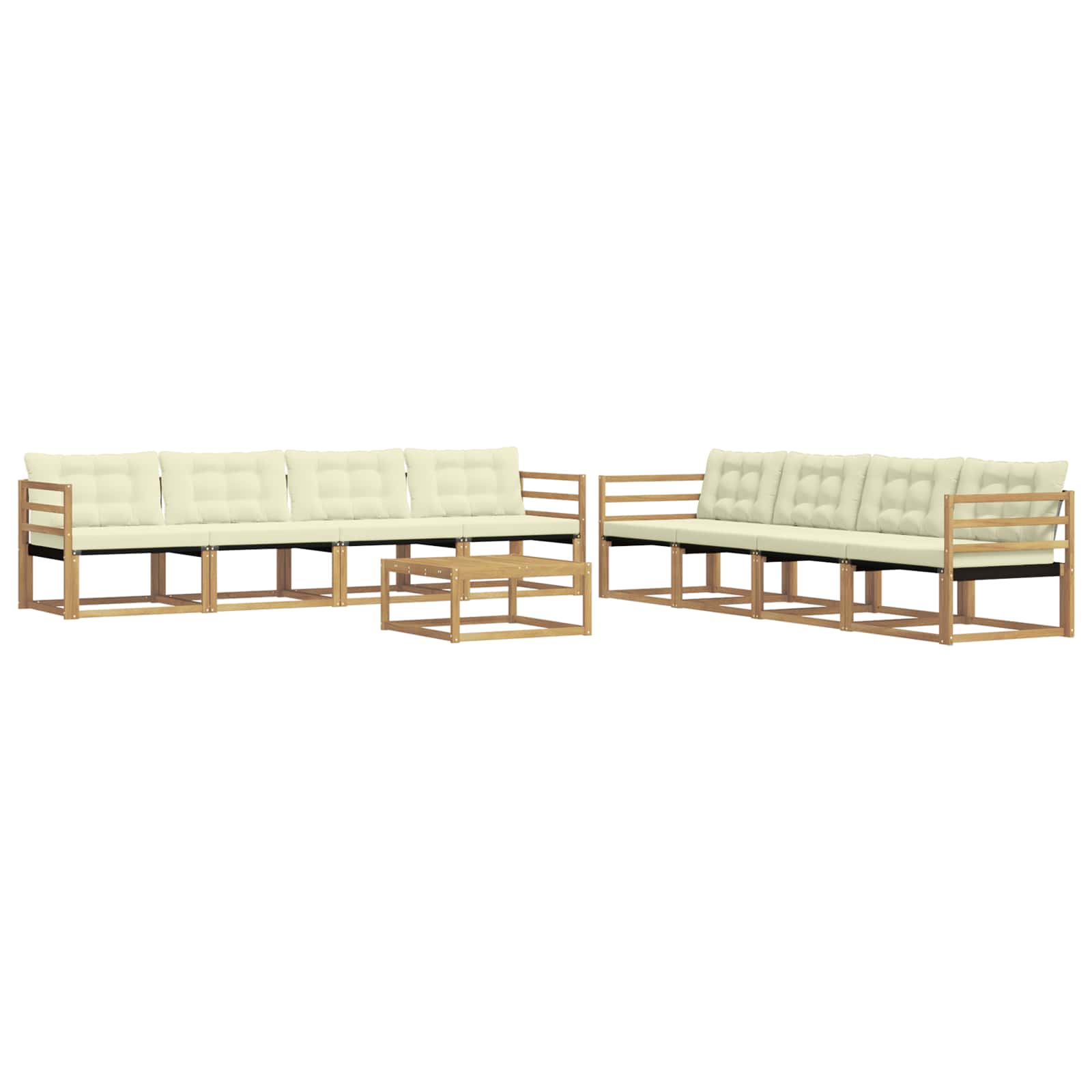 Σειρά Καναπέ Εξωτερικού 9 pcs Λευκό και Κρεμ 79 x 79 x 37 εκ - Pakobazaar