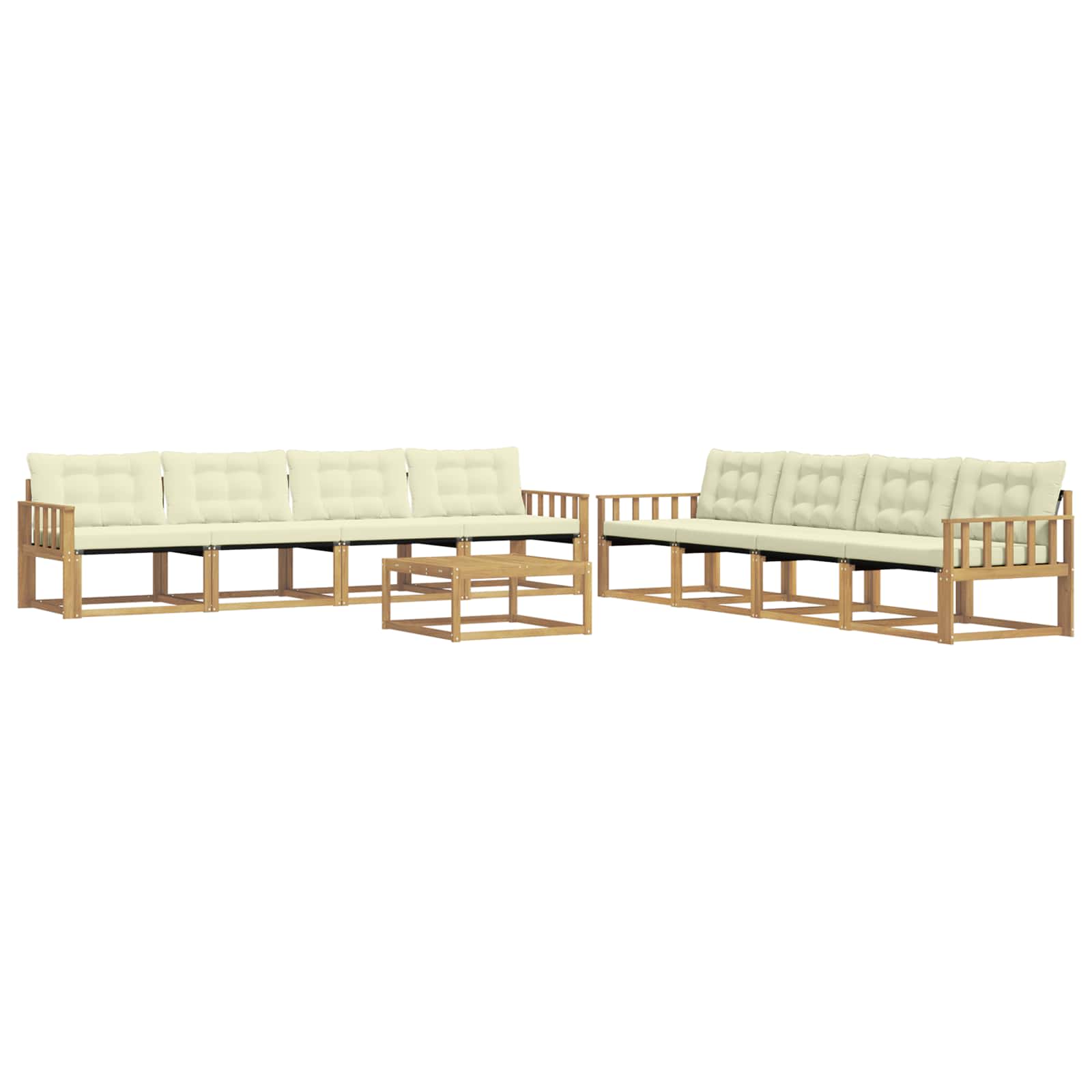 Σειρά Καναπέ Εξωτερικού 9 pcs Λευκό και Κρεμ 79 x 79 x 37 εκ - Pakobazaar
