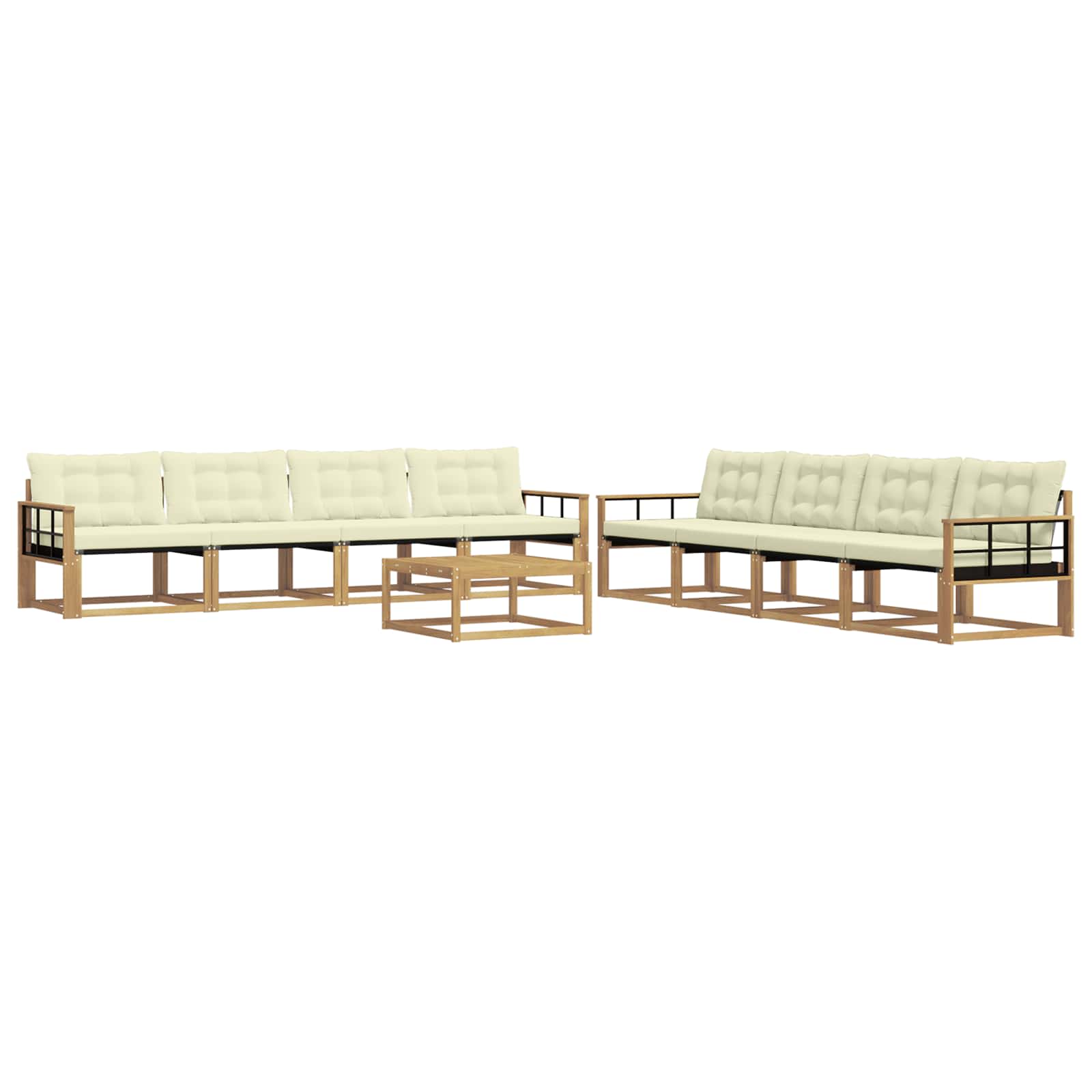 Σειρά Καναπέ Εξωτερικού 9 pcs Λευκό και Κρεμ 79 x 79 x 37 εκ - Pakobazaar