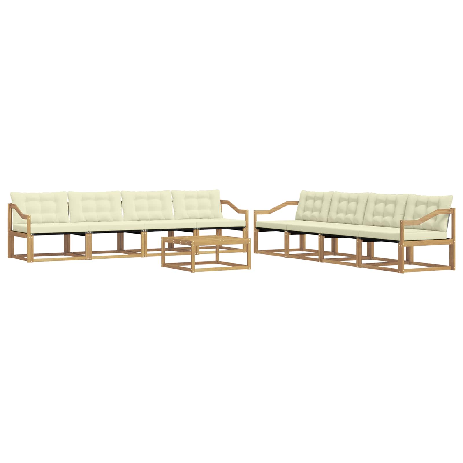 Σειρά Καναπέ Εξωτερικού 9 pcs Λευκό και Κρεμ 79 x 79 x 37 εκ - Pakobazaar