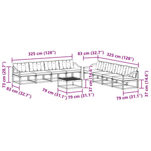 Σειρά Καναπέ Εξωτερικού 9 pcs Λευκό και Κρεμ 79 x 79 x 37 εκ - Pakobazaar