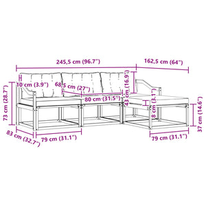 Σειρά Καναπέ Εξωτερικού 4 pcs Λευκό και Ανοιχτό Γκρι - Pakobazaar
