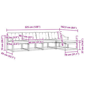 Σειρά Καναπέ Εξωτερικού με μαξιλάρι 5 pcs Λευκό και Μαύρο - Pakobazaar