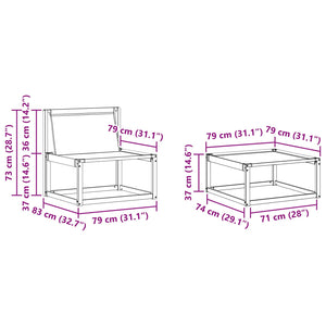 Σειρά Καναπέ Εξωτερικού 6 pcs Λευκό και Μαύρο 79 x 79 x 37 εκ - Pakobazaar