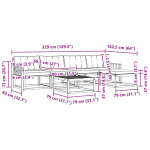 Σειρά Καναπέ Εξωτερικού 6 pcs Λευκό και Μπεζ 79 x 79 x 37 εκ - Pakobazaar