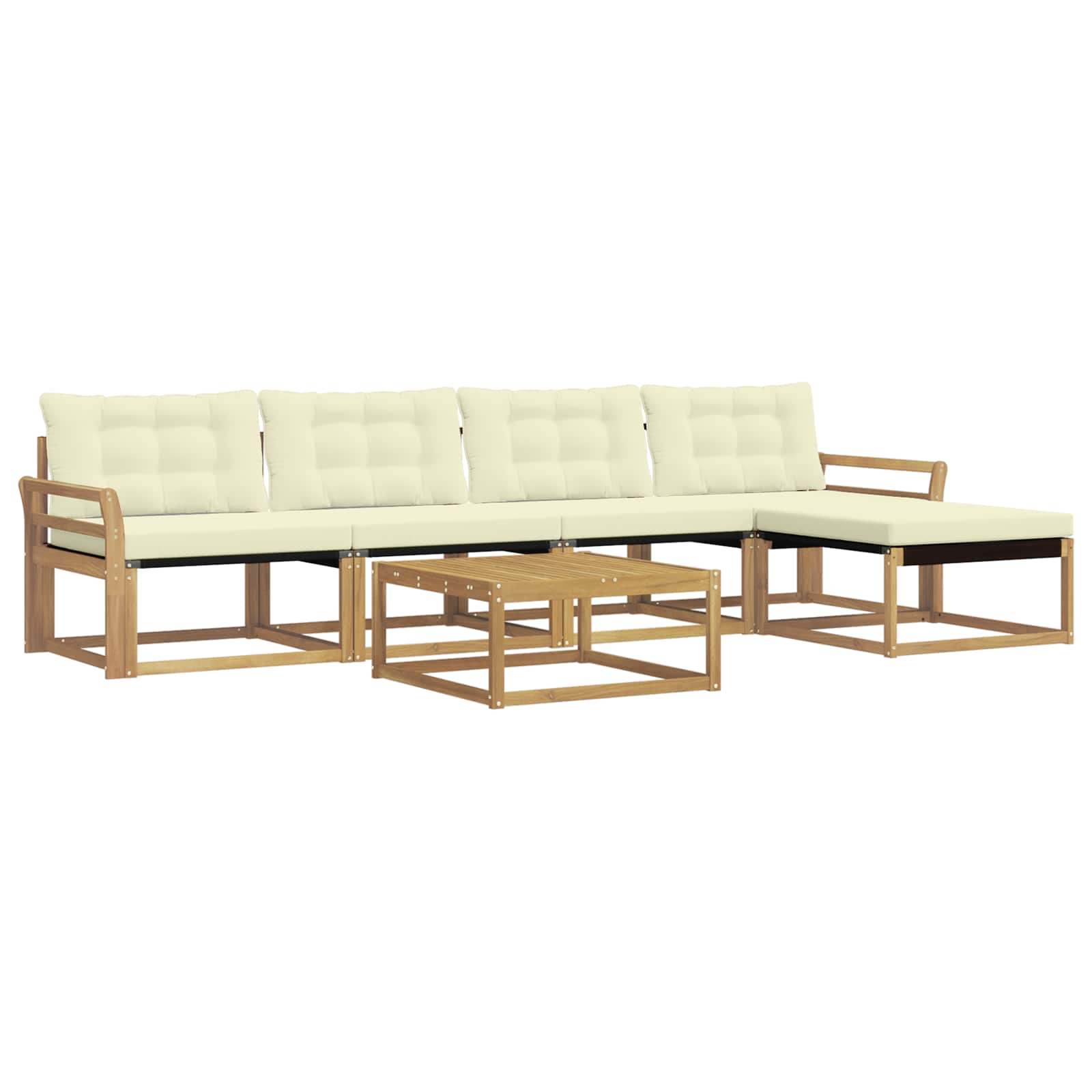 Σειρά Καναπέ Εξωτερικού 6 pcs Λευκό και Κρεμ 79 x 79 x 37 εκ - Pakobazaar